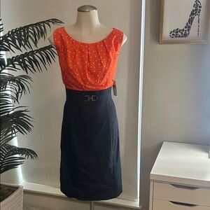 Alyx Orange and Dark Jean Pencil Dress